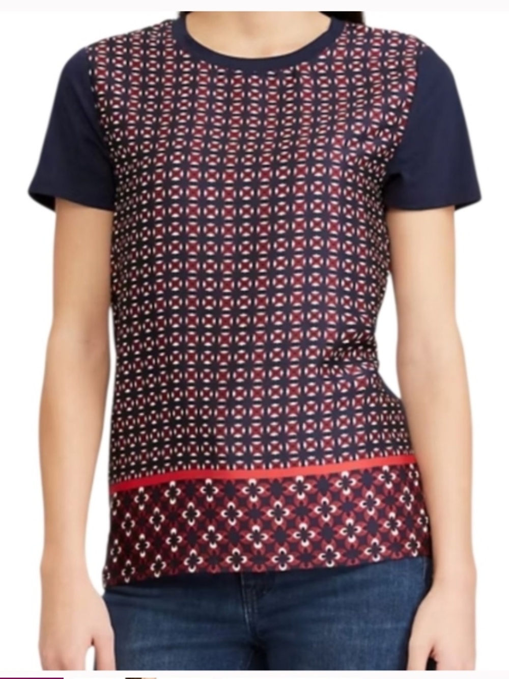 Like New Ralph Lauren Geometric Patterned Top Tee